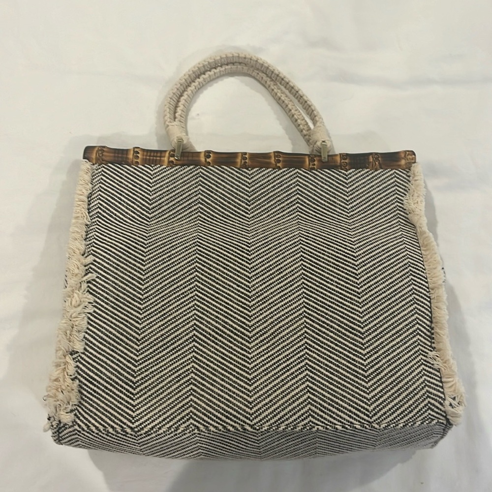 Barney’s New York NWT: Chevron Knit Bamboo Tote Bag